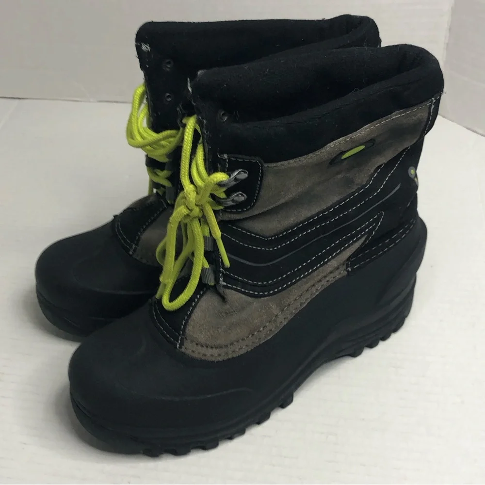 Circo Snow Boots Mens Size 6 Womens 8.5 Black Gray Lace Up